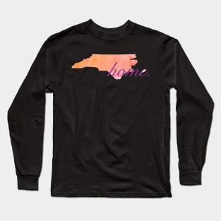 North Carolina Home Watercolor Pink Orange Long Sleeve T-Shirt